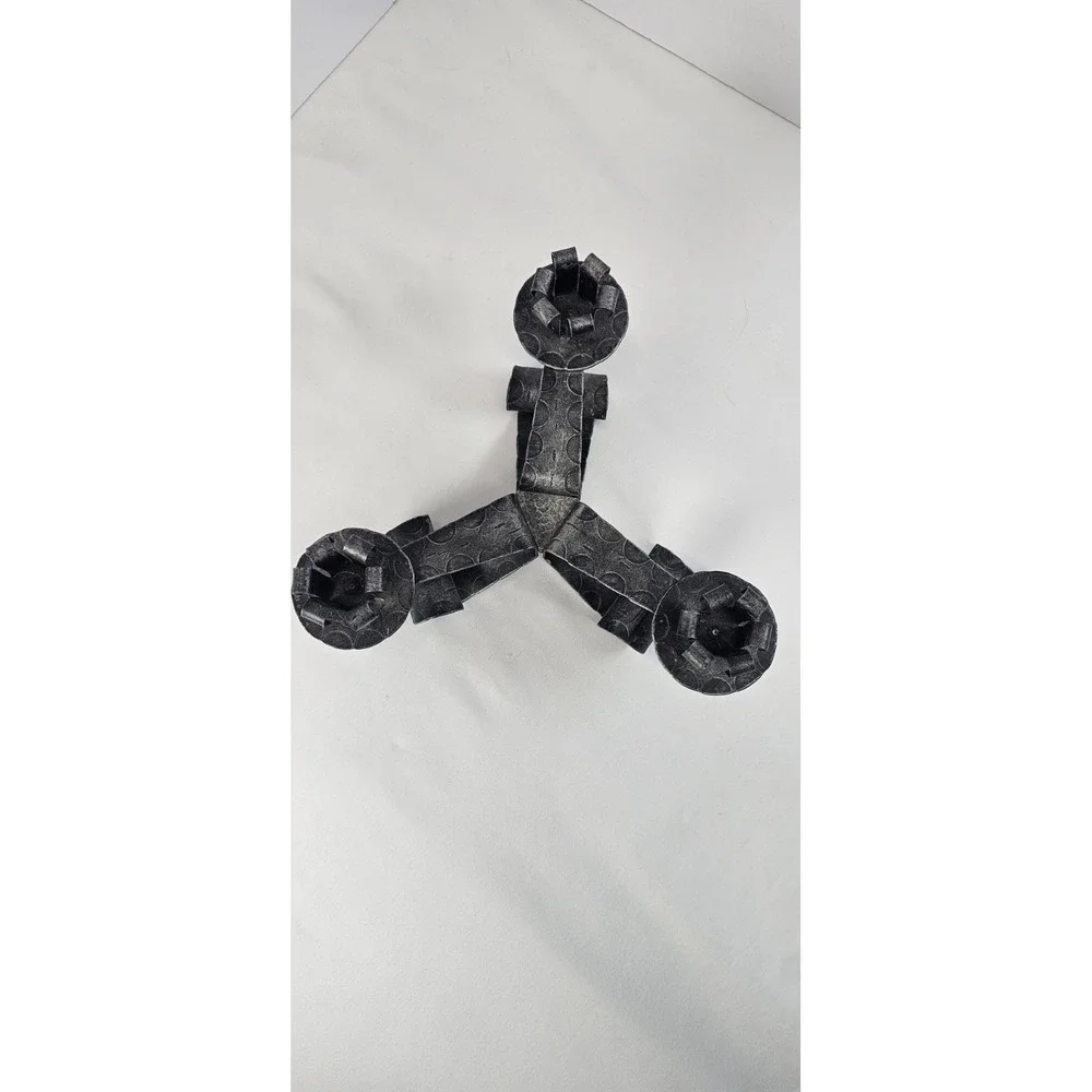 Vintage Hammered Wrought Iron 3‎ Arm Candle Holder Rustic Black Metal Candelabra